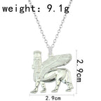 Assyrian Ashur & Lamassu Pendant Necklace — Gold or Silver-Tone