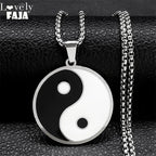 Yin Yang Statement Pendant Necklace — Stainless Steel