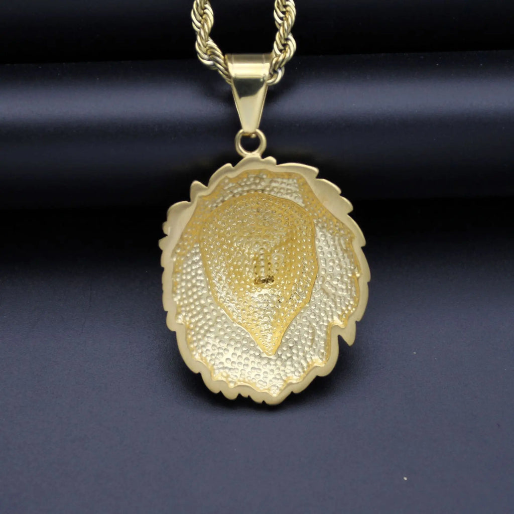 Lion Head Gold Pendant Necklace