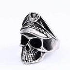 Retro Officer Skull Rings for Men Women Punk Hip Hop Rock Skeleton Trendy Ring Fashion Jewelry Gifts Adjustable