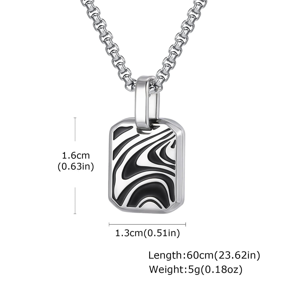Stylish Black Drip Oil Geometric Necklace for Men,Stainless Steel Triangle Pentagram Square Pendant,New Jewelry Gift