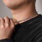 THE BLING KING 3mm Thin Iced Barbed Wire Necklace Micro Paved Cubic Zirconia Punk Twist Spiked Thorns Charm Link Chain Choker