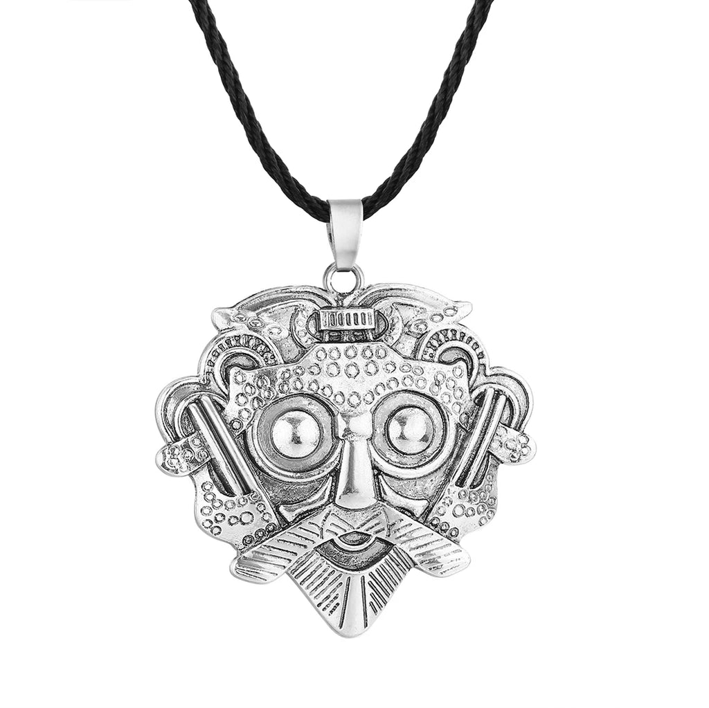 Knitial April Stainless Steel Loki's Mask Viking Pendant Amulet Sterling Silver Necklace Scandinavian Viking Jewelry