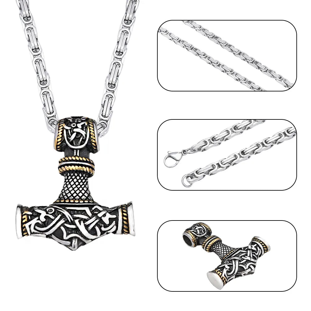 Mjölnir Thor's Hammer Pendant Necklace — Stainless Steel