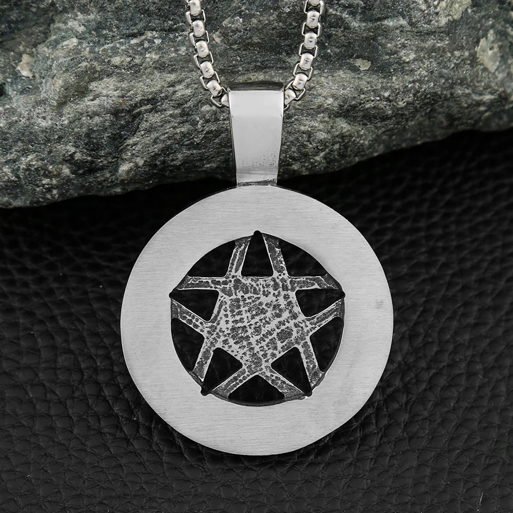Fashion Vintage Hexagram Pendant Necklaces For Man Women Stainless Steel Star Of David Necklace Amulet Jewelry Gift