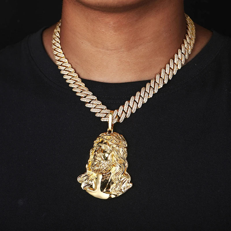 Hip Hop High Polishing Bling JESUS PIECE Pendants Necklace Men Rapper Jewelry Gold Silver Color