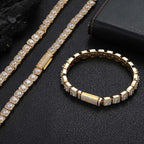 Gold Tennis Bracelet Iced Out 7MM Cluster