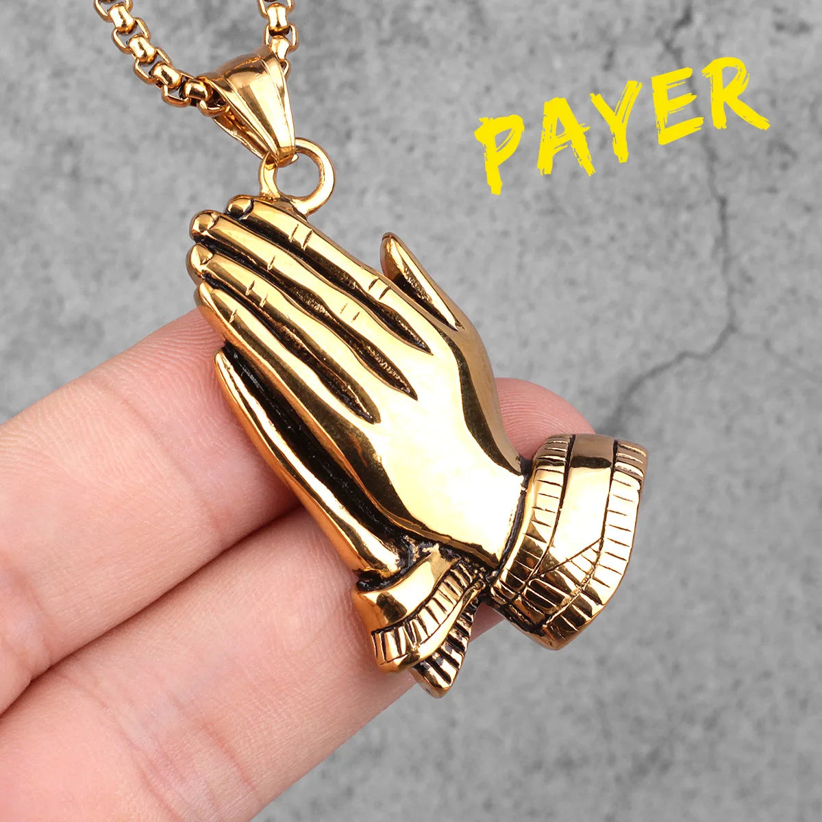 Praying Hands Cross Pendant — Stainless Steel