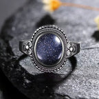 Sterling Silver 925 Vintage Rings Oval 8X10mm Rings Black Onyx Natural Fine Jewelry For Men Women Rhodochrosite Rings
