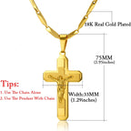 Religious Bible Jesus Cross Pendant Male Gold Color Stainless Steel Chain Crucifix Necklace For Men Christian Jewelry
