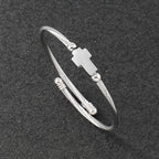 Luxury Stainless Steel Cross Carving Spanish Scripture Man Bracelets For Women Jewelry Couple Gifts
