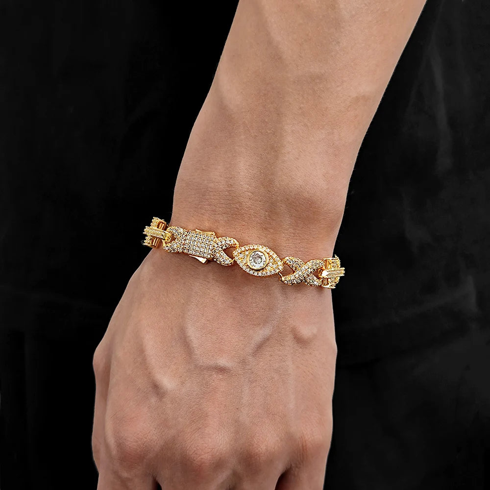 Cross Cuban Bracelet Iced Out 8MM Stainless Steel