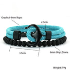 Stylish 2Pcs Men Anchor Bracelet Set Grade A 4mm Cord Sweat Wicking Sports Wrist Accessories Perfect Gift For Him
