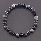 Classic Black Natural Labradorite Volcanic Stone Round Bead Bracelet Health Protection Wealth Luck Accessory Men 팔찌