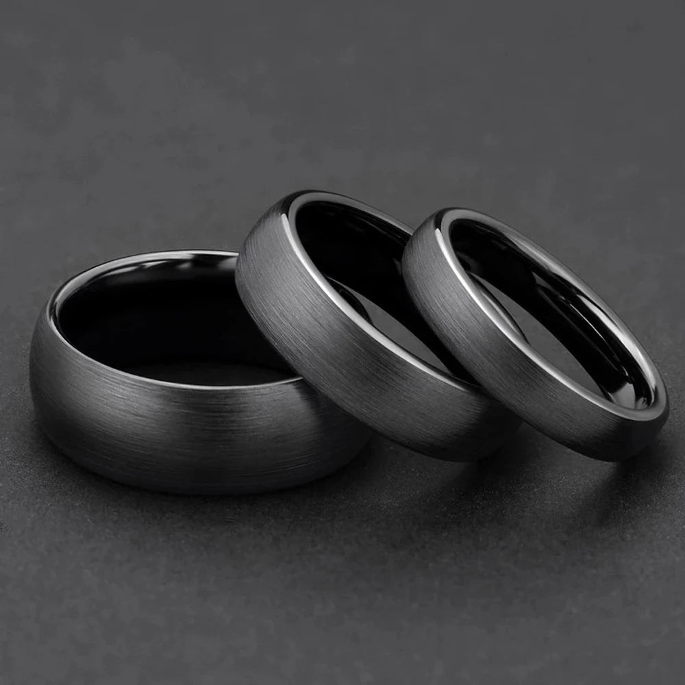 Matte Black Ceramic Wedding Band for Men Women Brushed Minimalist Ring 4mm 6mm 8mm Couple Jewelry