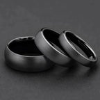 Matte Black Ceramic Wedding Band for Men Women Brushed Minimalist Ring 4mm 6mm 8mm Couple Jewelry