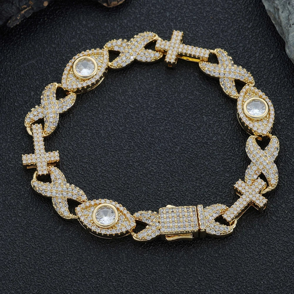 Cross Chain Necklace Iced Out Eye CZ Diamond