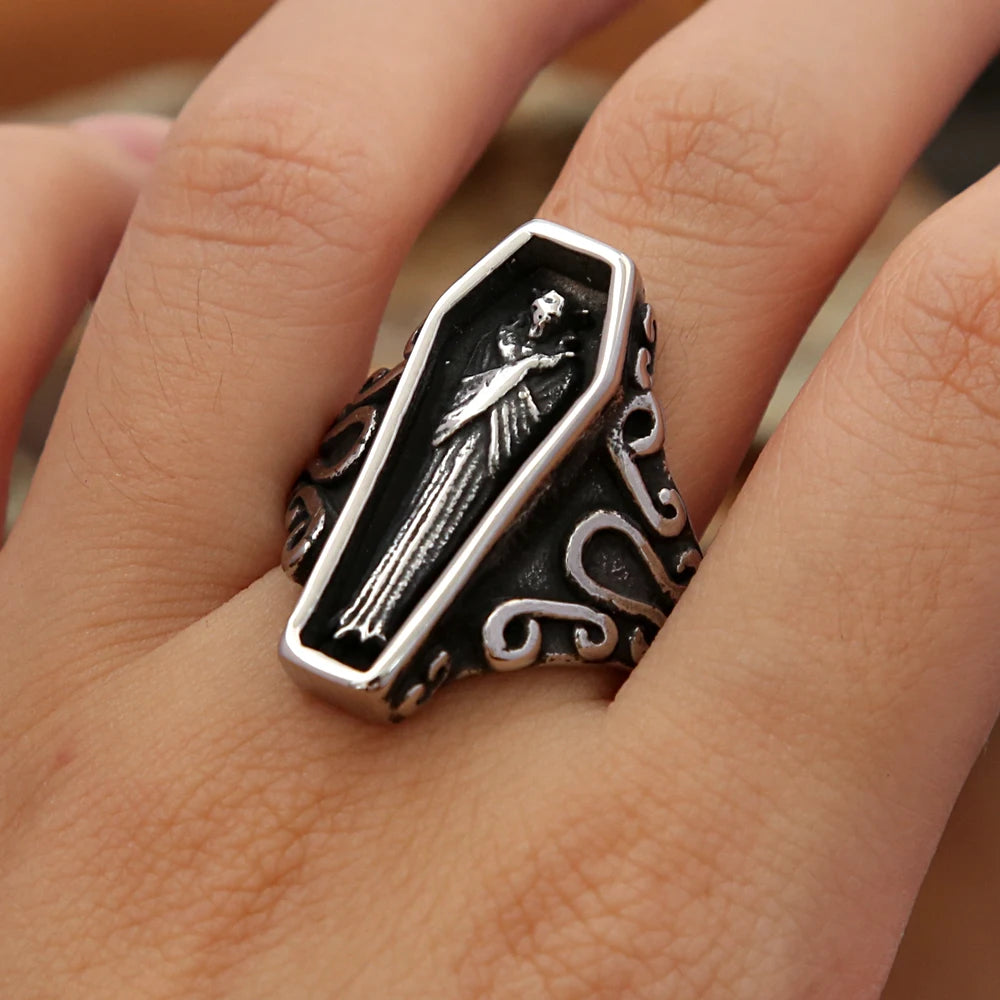 Skull Motorcycle Steel Ring Retro Unique Vampire