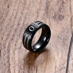 Black Letter Initial Ring — Stainless Steel