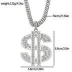 Rapper Dollar Sign Pendant Necklace with Long Chain