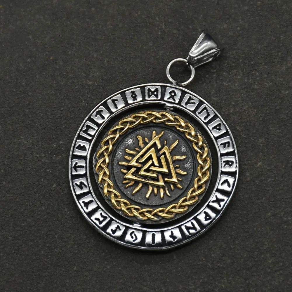 Stainless steel Nordic Rune Thor\'s Hammer Pendant Odin Celts Valknut Thors axe Necklace Men's Amulet Jewelry