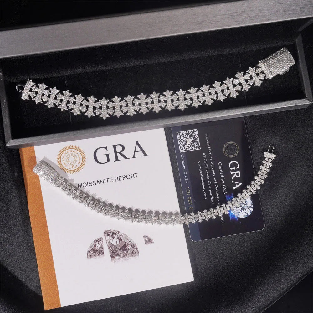925 Silver Cross Chain Necklace Moissanite VVS