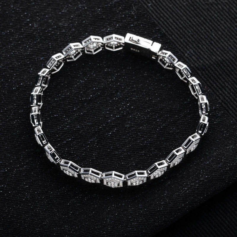Iced Out Hexagon Bracelet — 925 Silver