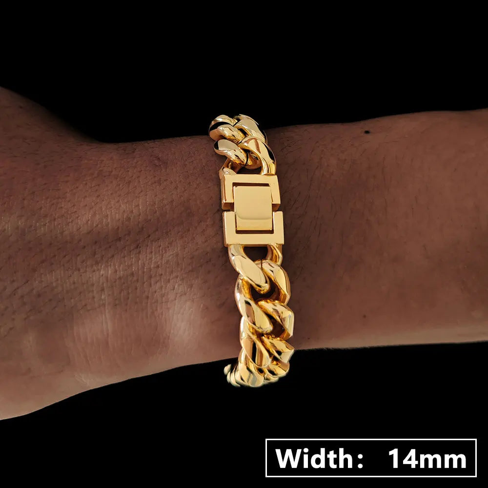 Black Cuban Chain Bracelet Stainless Steel Miami