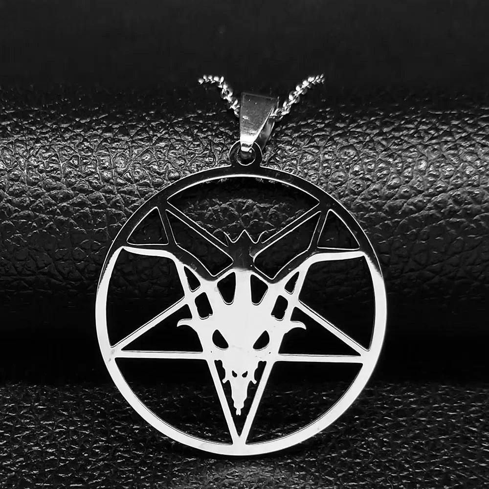 Skull Star Silver Pendant Necklace — Stainless Steel