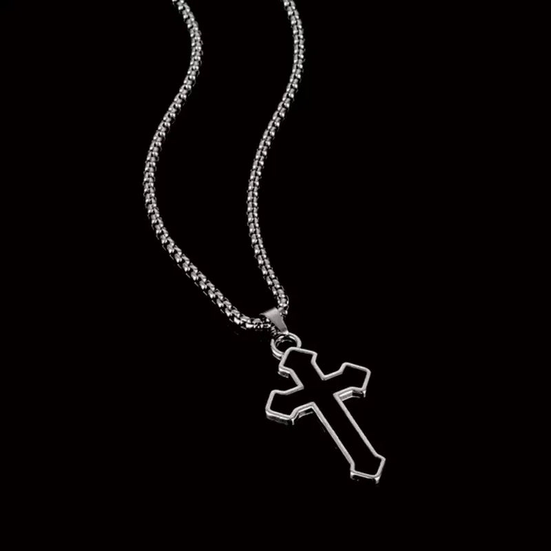 2025New Smooth Cross Necklace women and Men's Titanium Steel Versatile Long Cross Pendant Sweater Chain Accessories