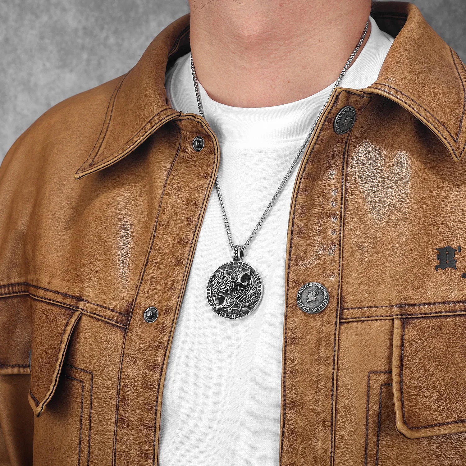 Viking Wolf Stainless Steel Pendant Necklace
