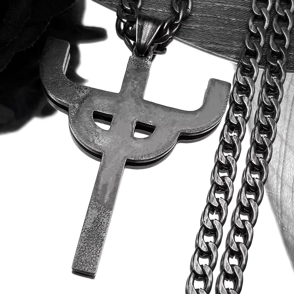 Gothic Silver Pendant Chain Necklace — Stainless Steel