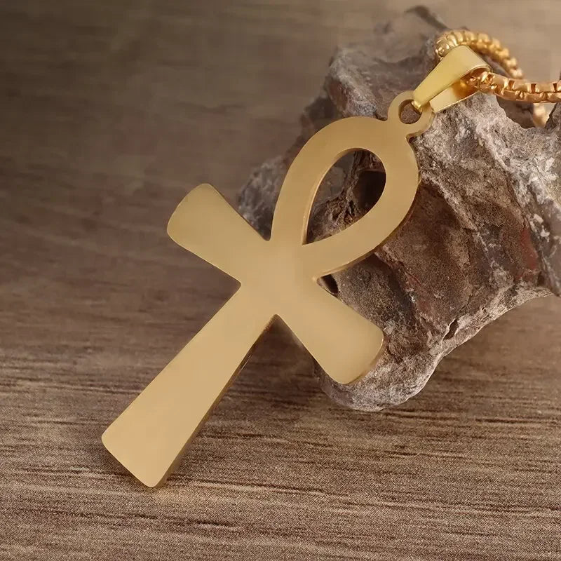 Ancient Egyptian Animal Totem Ankh Cross Pendant Necklace for Men Women Fashion Charm Lucky Riding Jewelry
