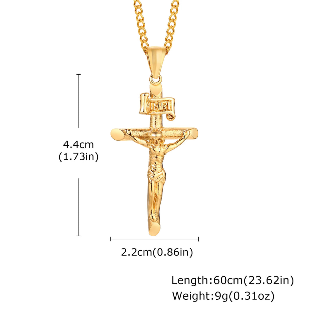 Stainless Steel Catholic Cross Necklace for Men,St. Benedict's Catholic Crucifix Pendant Necklace,Religion Gothic