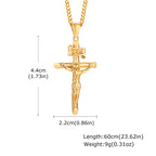Waterproof Catholic Cross Necklace for Men,Stainless Steel Crucifix Pendant with 60cm Cuban Chain,Religious Jewelry Gift
