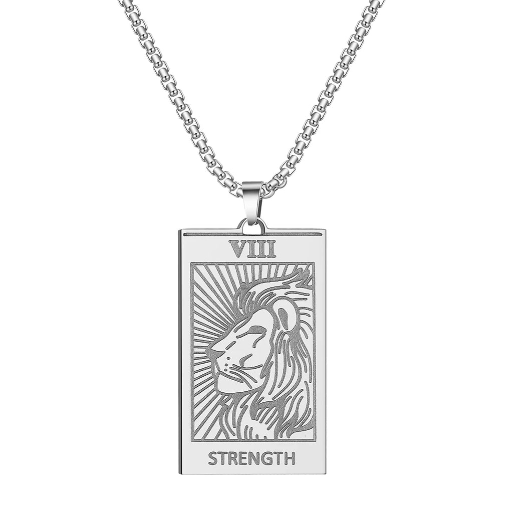 Strength Lion Tarot Pendant — Stainless Steel