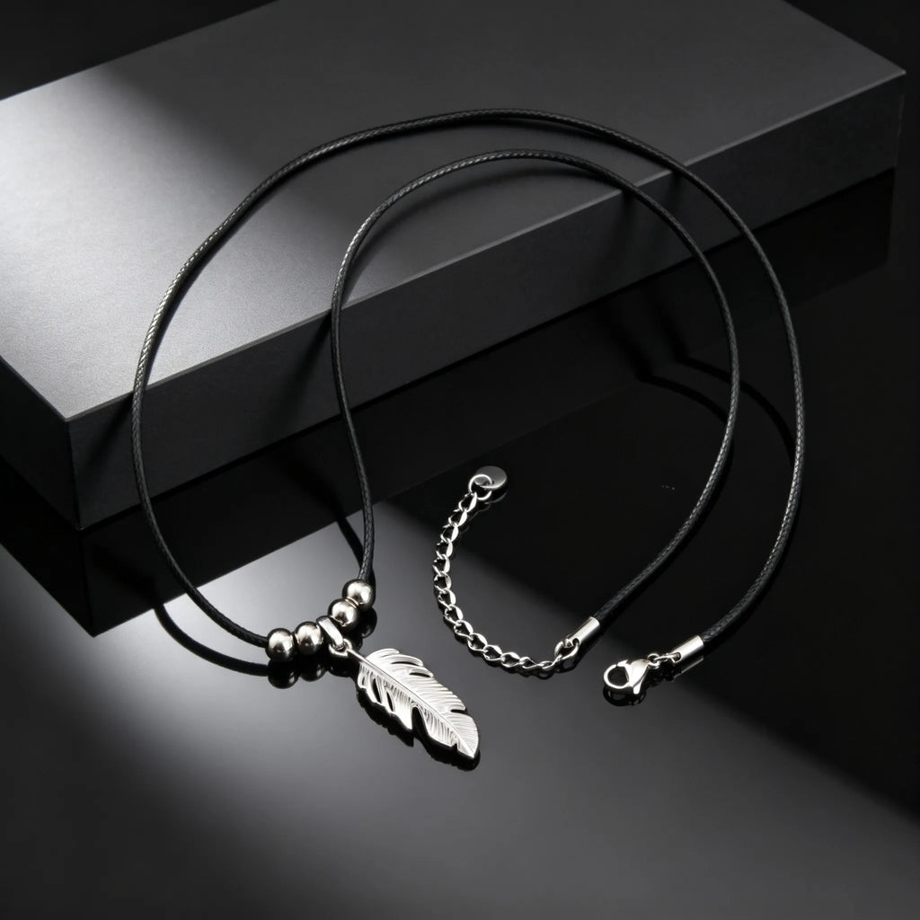 Feather Stainless Steel Pendant Necklace