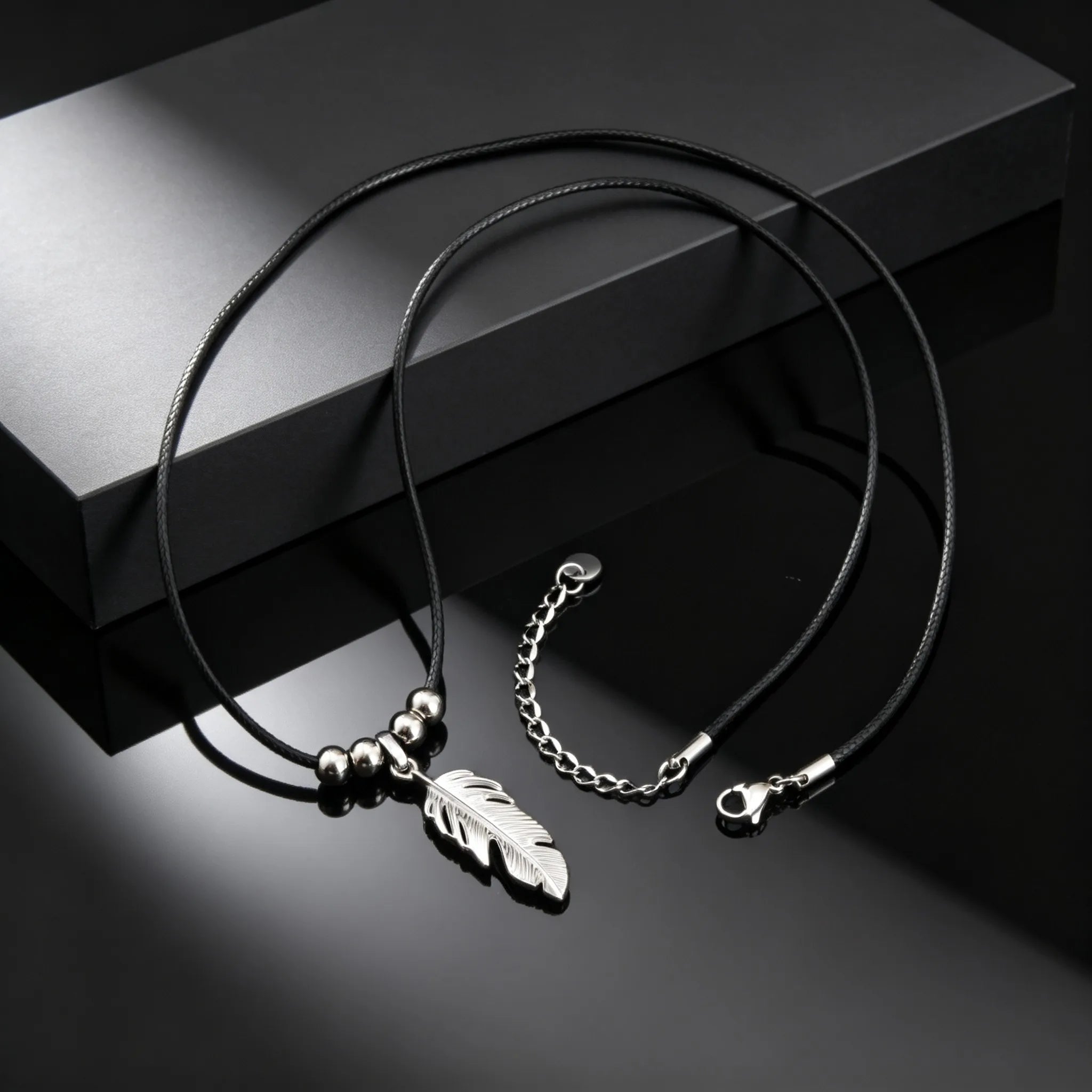 Feather Stainless Steel Pendant Necklace