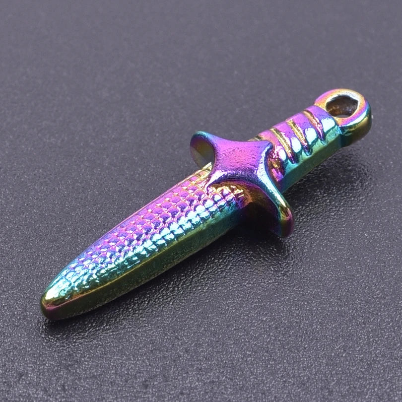 7pc Religious Belief Cross Treasure Sword Gold/Silver Color Pendant High Quality Stainless Steel Wing Amulet Diy Necklace Making