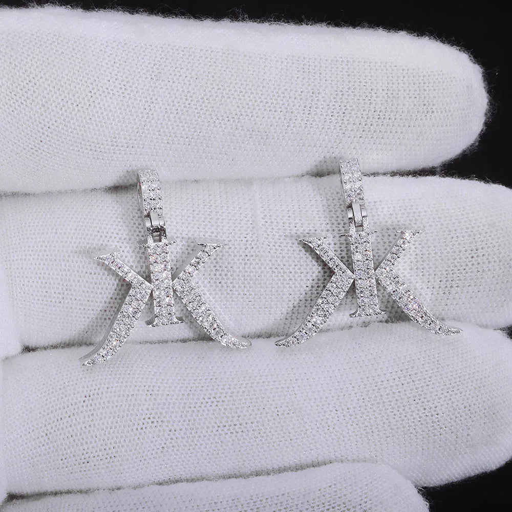 Silver 925 Iced Out Letter Pendant Moissanite