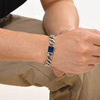 Cuban Blue Stone Chain Bracelet — Stainless Steel