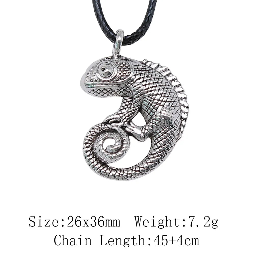 Cold Blooded Reptile Lizard Gecko Chameleon Pendant Necklace For Women Men