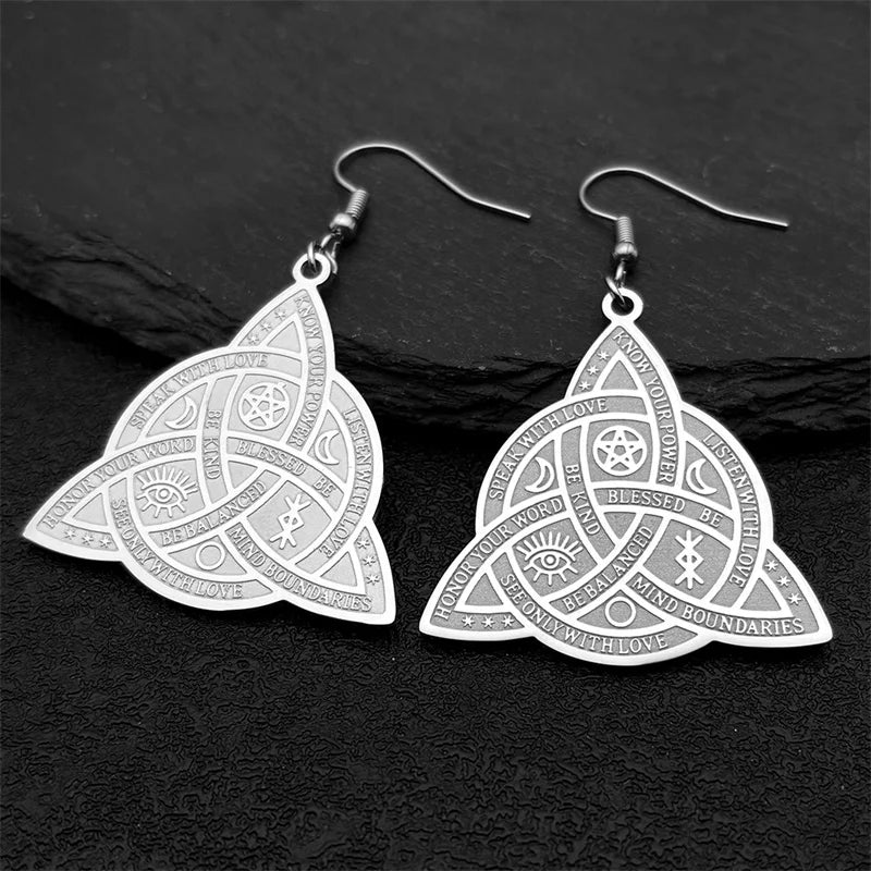 Odin Steel Earrings Viking Witch Celtic Knot Hoop