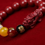 Good Luck FengShui Geomancy Man Bracelet PiXiu God of Wealth Fortune Men's Bracelets 12/14MM Cinnabar Beads Accessories