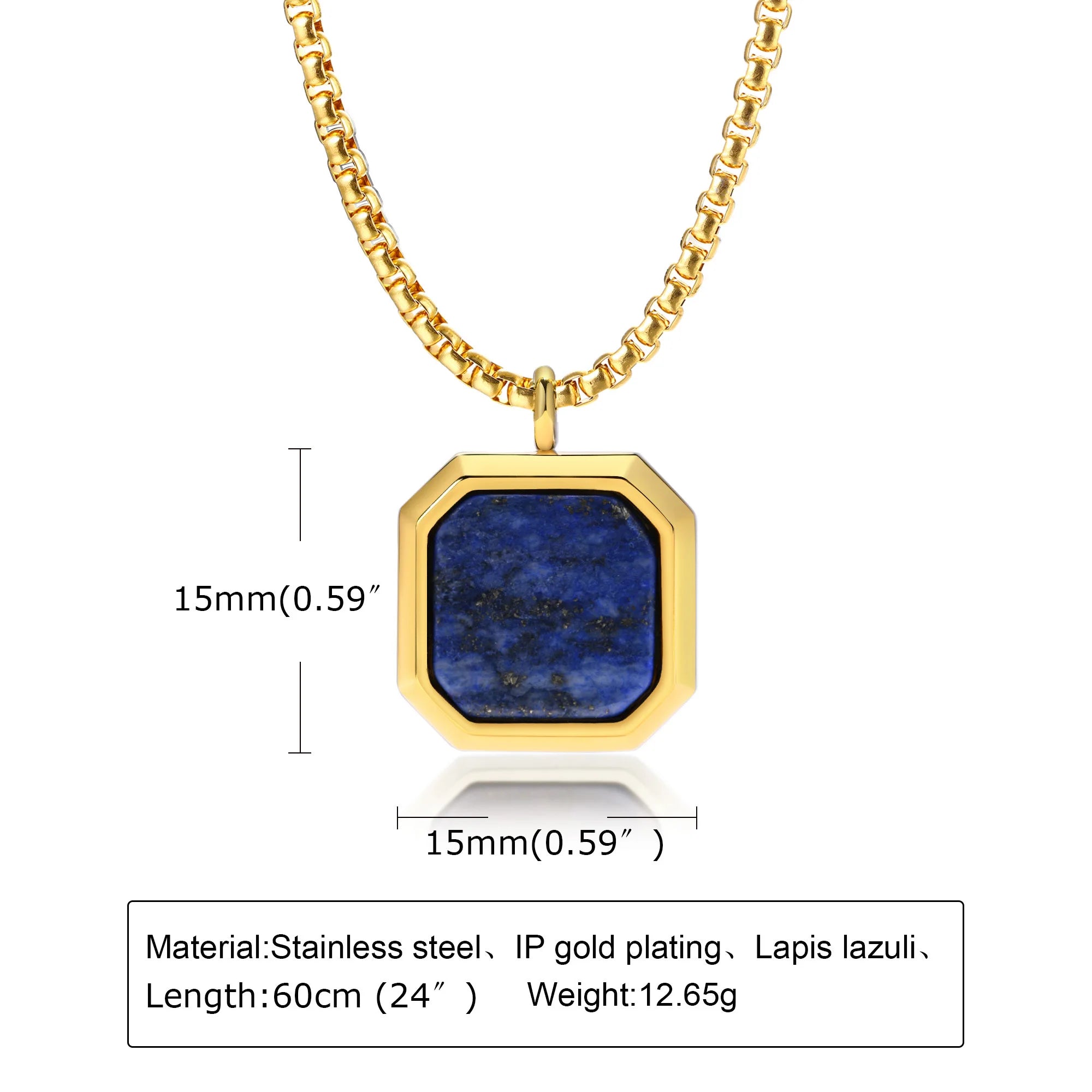 Tiger Eye Lapis Stone Pendant — Stainless