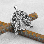 Nordic Odin Crow Skull Pendant Necklace Gothic Stainless Steel Raven Skull Compass Rune Necklace for Men Punk Jewelry