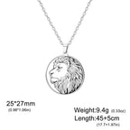 Leo Zodiac Lion Head Coin Necklace — Stainless Steel