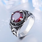 BEIER  NEW Cool Blue/Red/Black Zircon Northern Europe Viking Stainless Steel Ring Vintage Retro geometry Jewelry For Man BR8-269