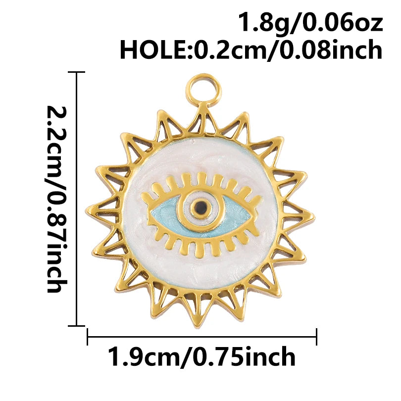 7Pcs No Fade Stainless Steel Wicca Moon Sun Egyptian Ankh Life Cross Pendant DIY Fatima Hand Turkish Evil Eye кулон Jewelry
