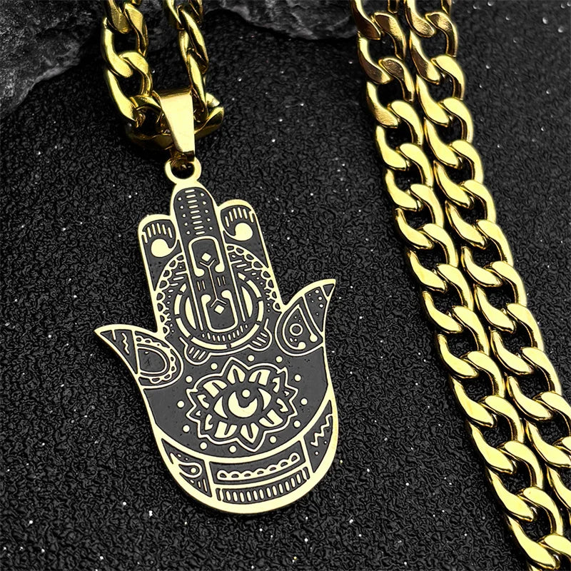 Fatima Hand Pendant Necklace — Silver